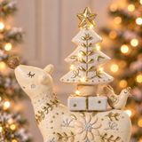 Figurine de Noël Renne Elfie LED 23 cm crème en polyrésine, décoration de Noël à poser, focus produit, Sia Deco