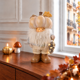 Figurine Père Noël Pumpkin LED 22 cm crème en polyrésine, décoration de Noël à poser, photo d'ambiance, Sia Deco