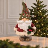 Figurine Père Noël Pin Enchanté 28 cm rouge en polyrésine, décoration de Noël à poser, photo d'ambiance, Sia Deco