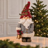Figurine Père Noël avec cloche Pin Enchanté 30 cm rouge en polyrésine, décoration de Noël à poser, photo d'ambiance, Sia Deco
