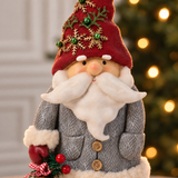 Figurine Père Noël avec cloche Pin Enchanté 30 cm rouge en polyrésine, décoration de Noël à poser, focus produit, Sia Deco