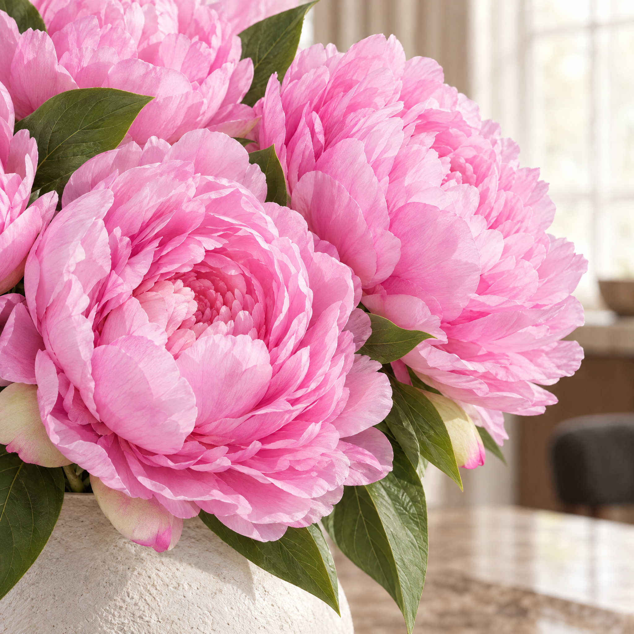 Bouquet de Pivoines 35 cm rose, bouquet de fleurs artificielles, focus produit, Sia Deco