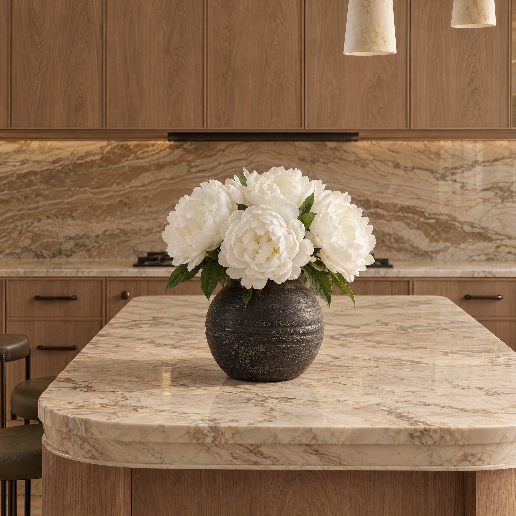 Tige de Pivoine 40 cm blanc, fleur artificielle, photo d'ambiance, Sia Deco