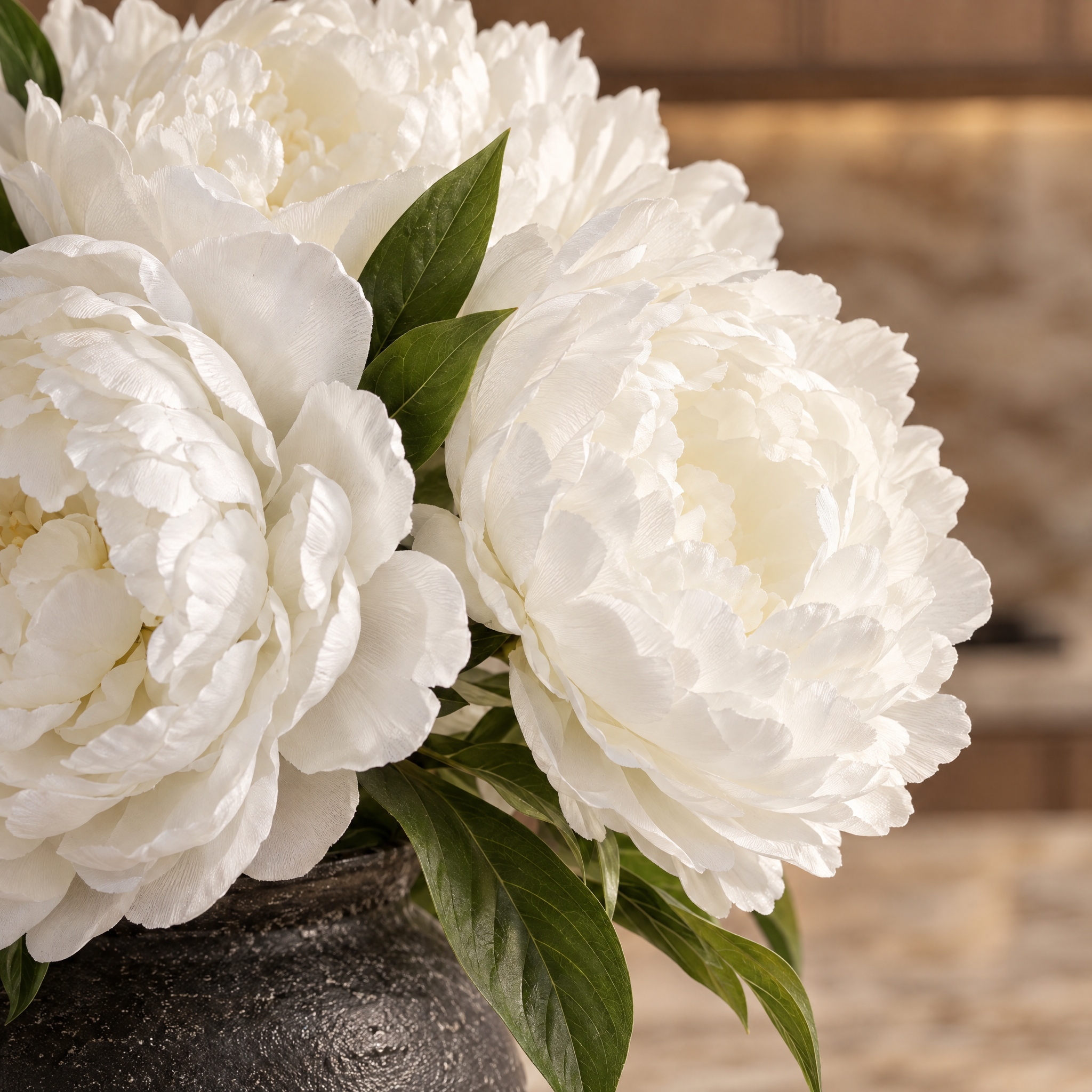 Tige de Pivoine 40 cm blanc, fleur artificielle, focus produit, Sia Deco