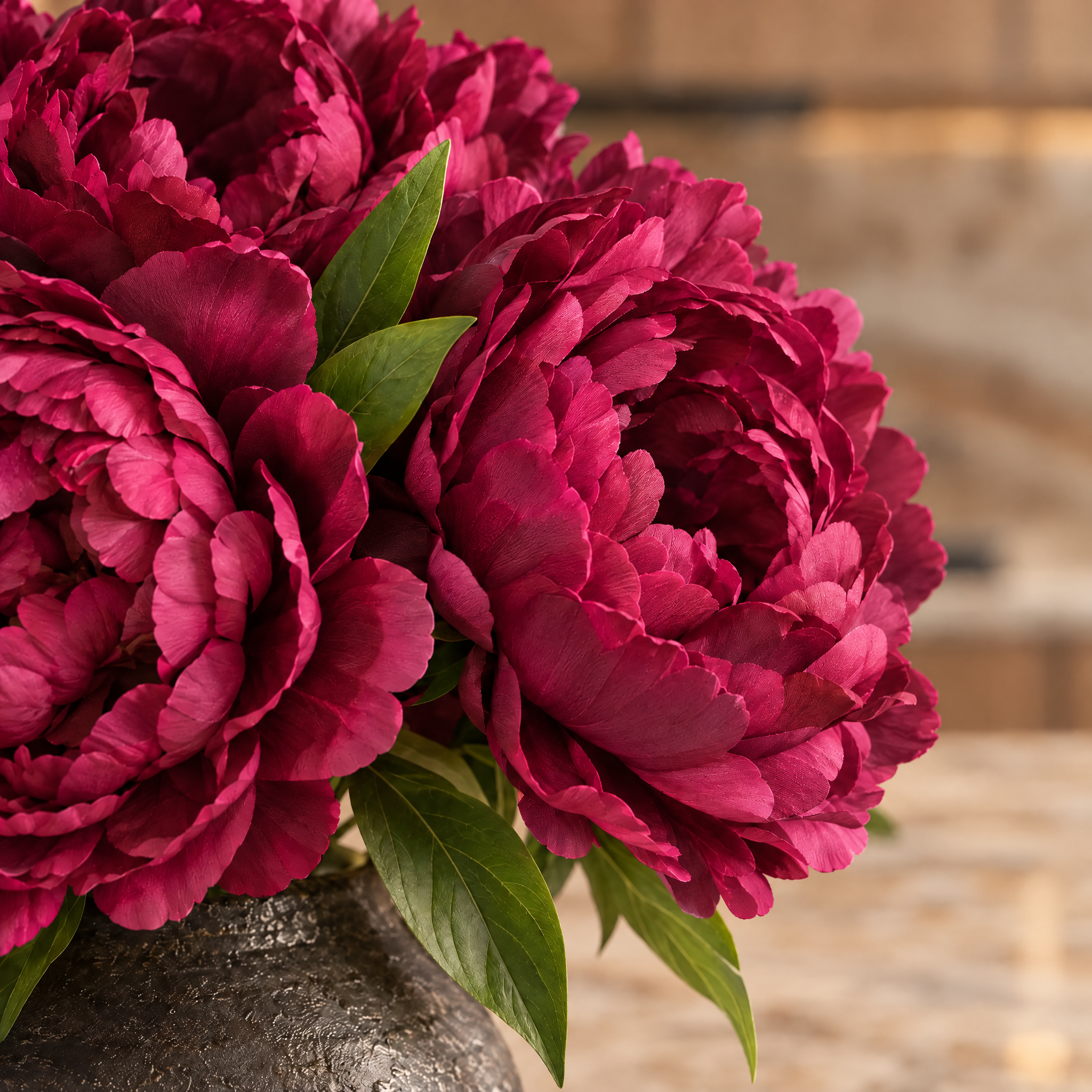Tige de Pivoine 40 cm fuchsia, fleur artificielle, focus produit, Sia Deco