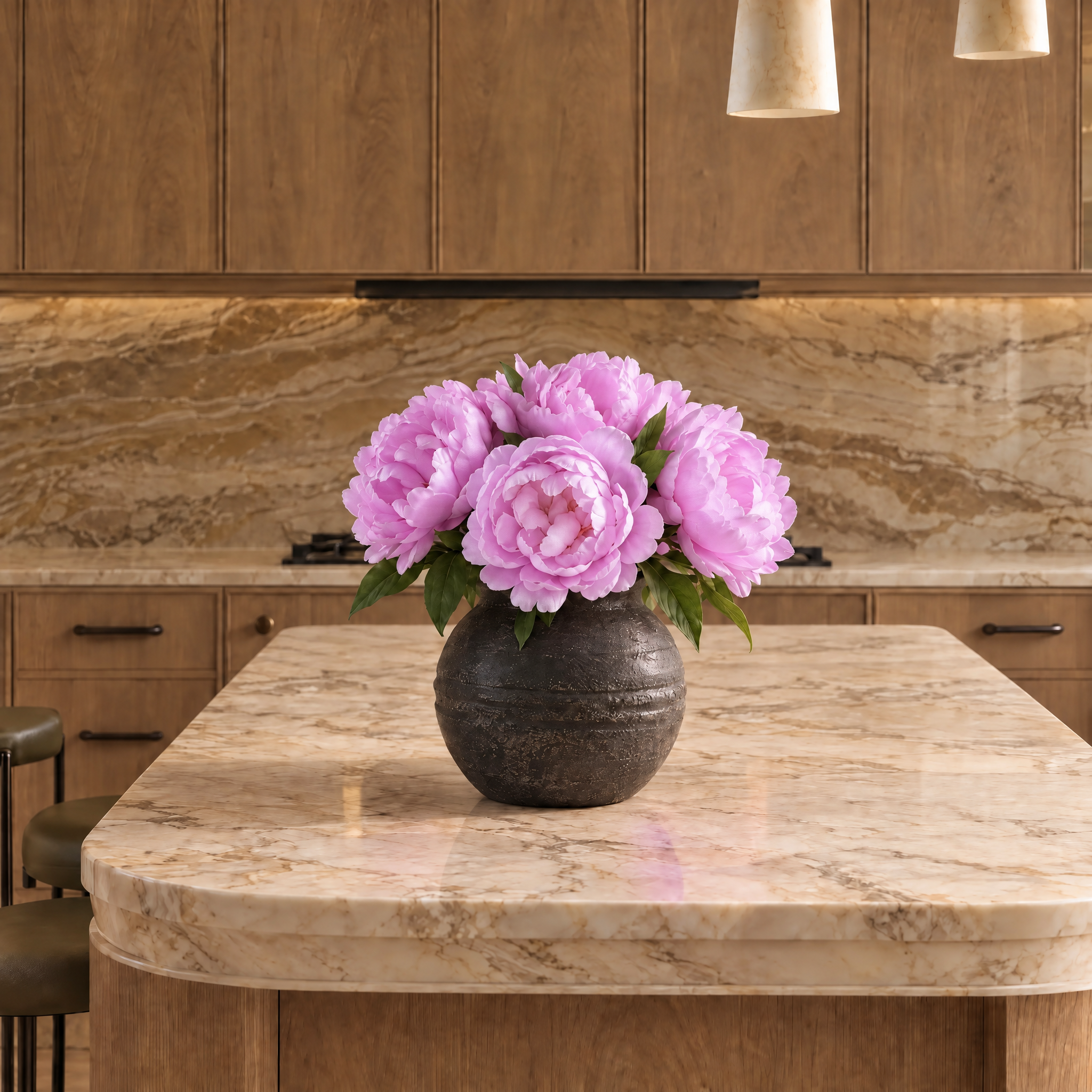 Tige de Pivoine 40 cm rose, fleur artificielle, photo d'ambiance, Sia Deco