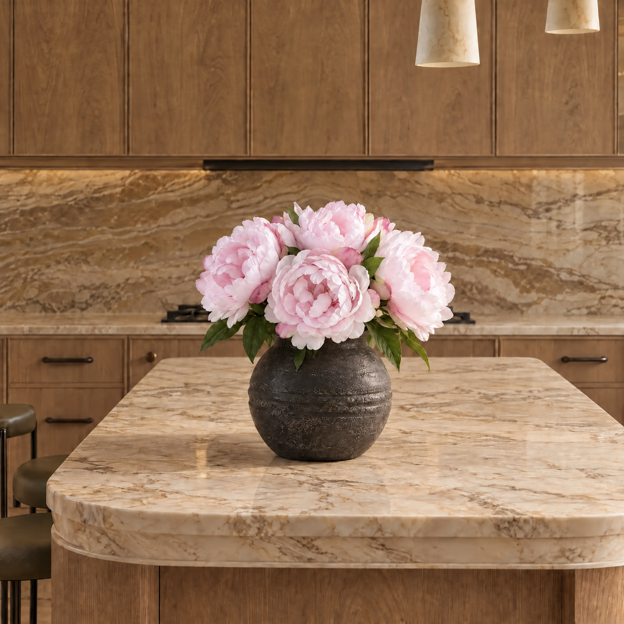 Tige de Pivoine 40 cm rose pâle, fleur artificielle, photo d'ambiance, Sia Deco