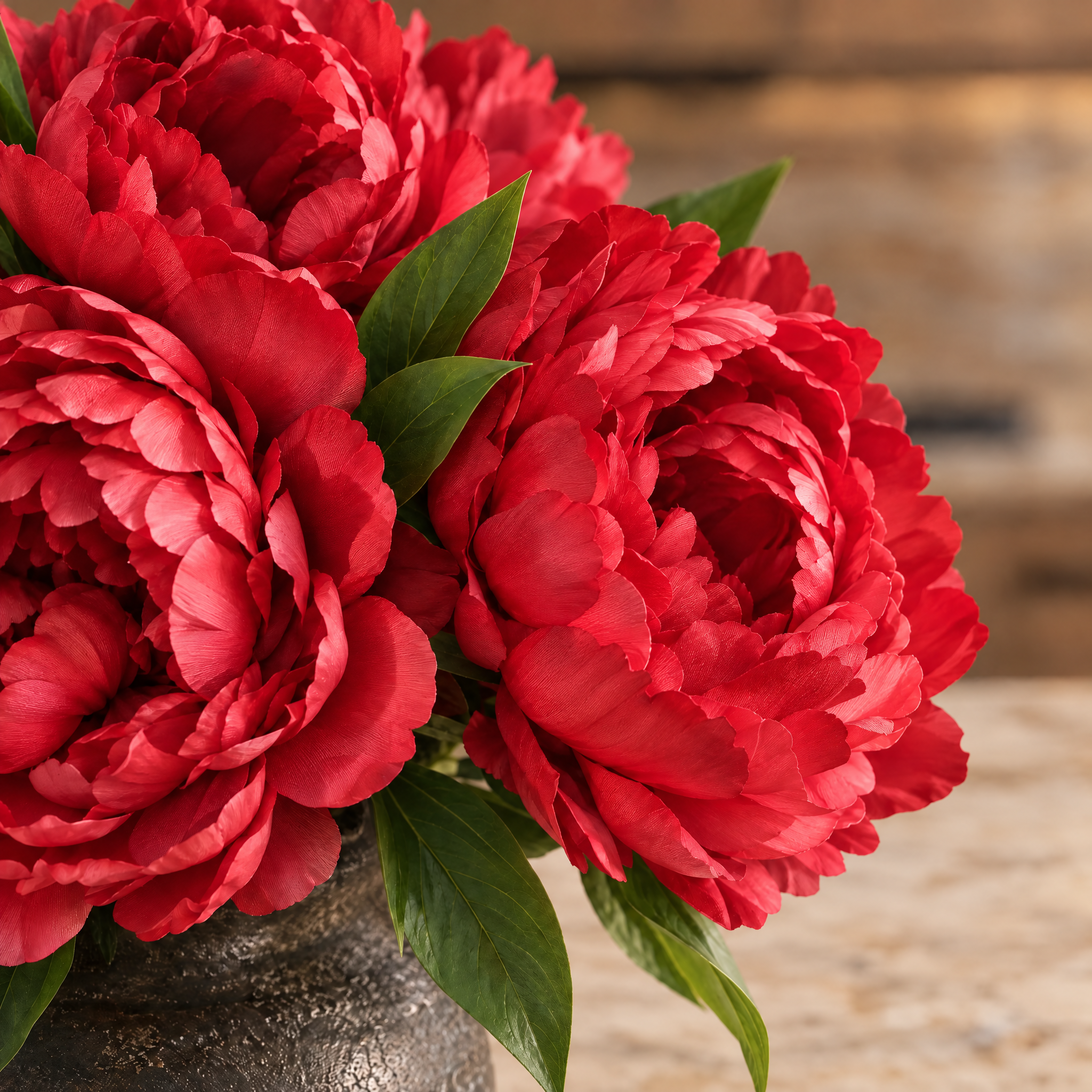 Tige de Pivoine 40 cm rouge, fleur artificielle, focus produit, Sia Deco