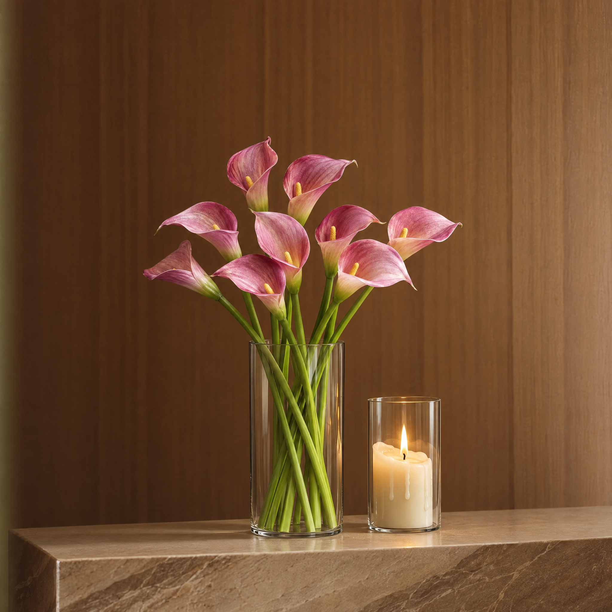 Tige d'Arum 75 cm bordeaux, fleur artificielle, photo d'ambiance, Sia Deco