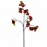 Tige de Cerisier en fleur 50 cm rouge, branche fleurie artificielle, packshot fond blanc, Sia Deco
