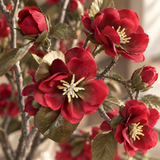 Tige de Cerisier en fleur 50 cm rouge, branche fleurie artificielle, focus produit, Sia Deco