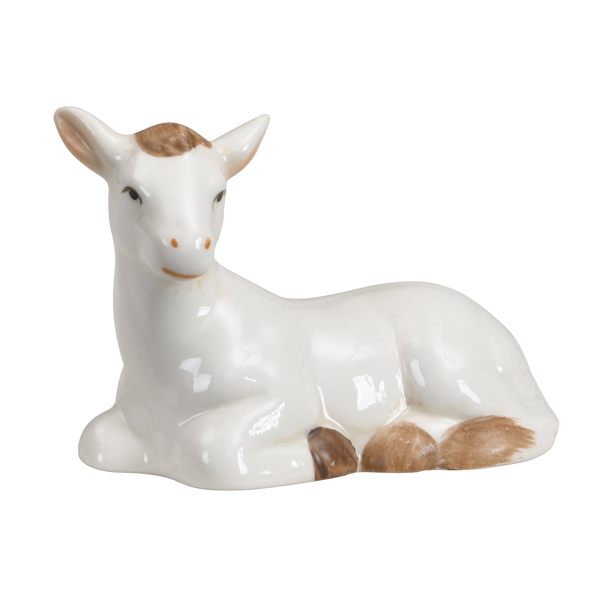 Figurine de la crèche de Noël Céleste en porcelaine blanc crème et doré, détail
