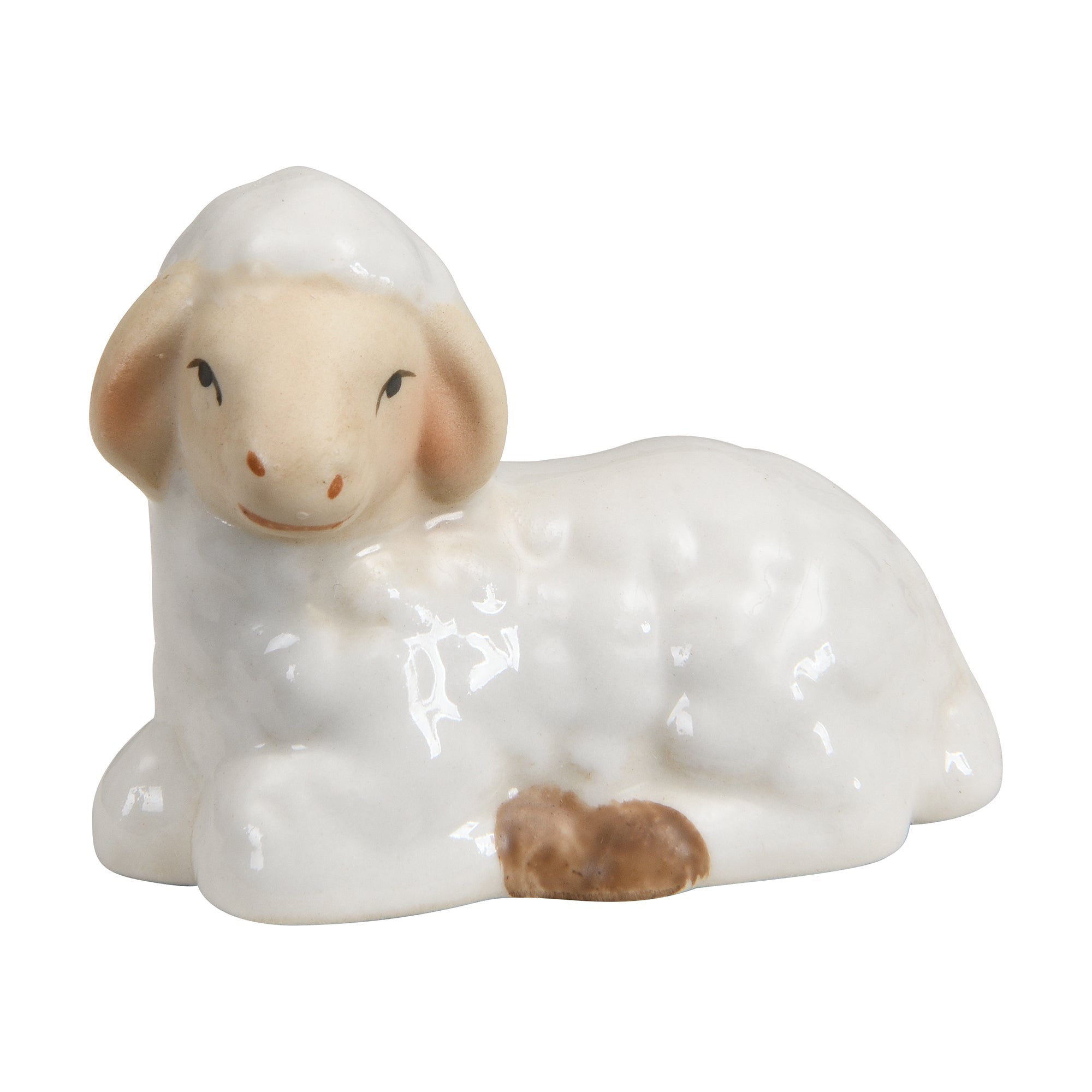 Figurine de la crèche de Noël Céleste en porcelaine blanc crème et doré, détail