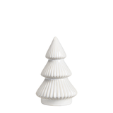 Statue Sapin de Noël Sylva en céramique émaillée blanche aux étages nervurés, 13 cm