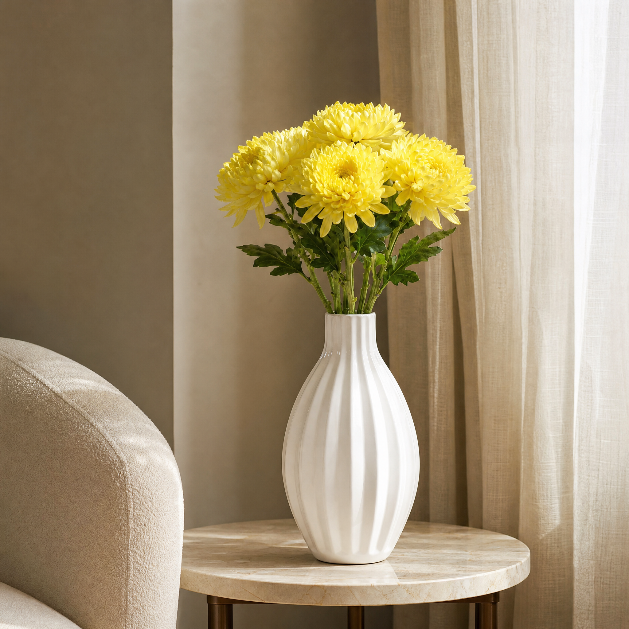 Bouquet de Chrysanthèmes jaune 5 tiges