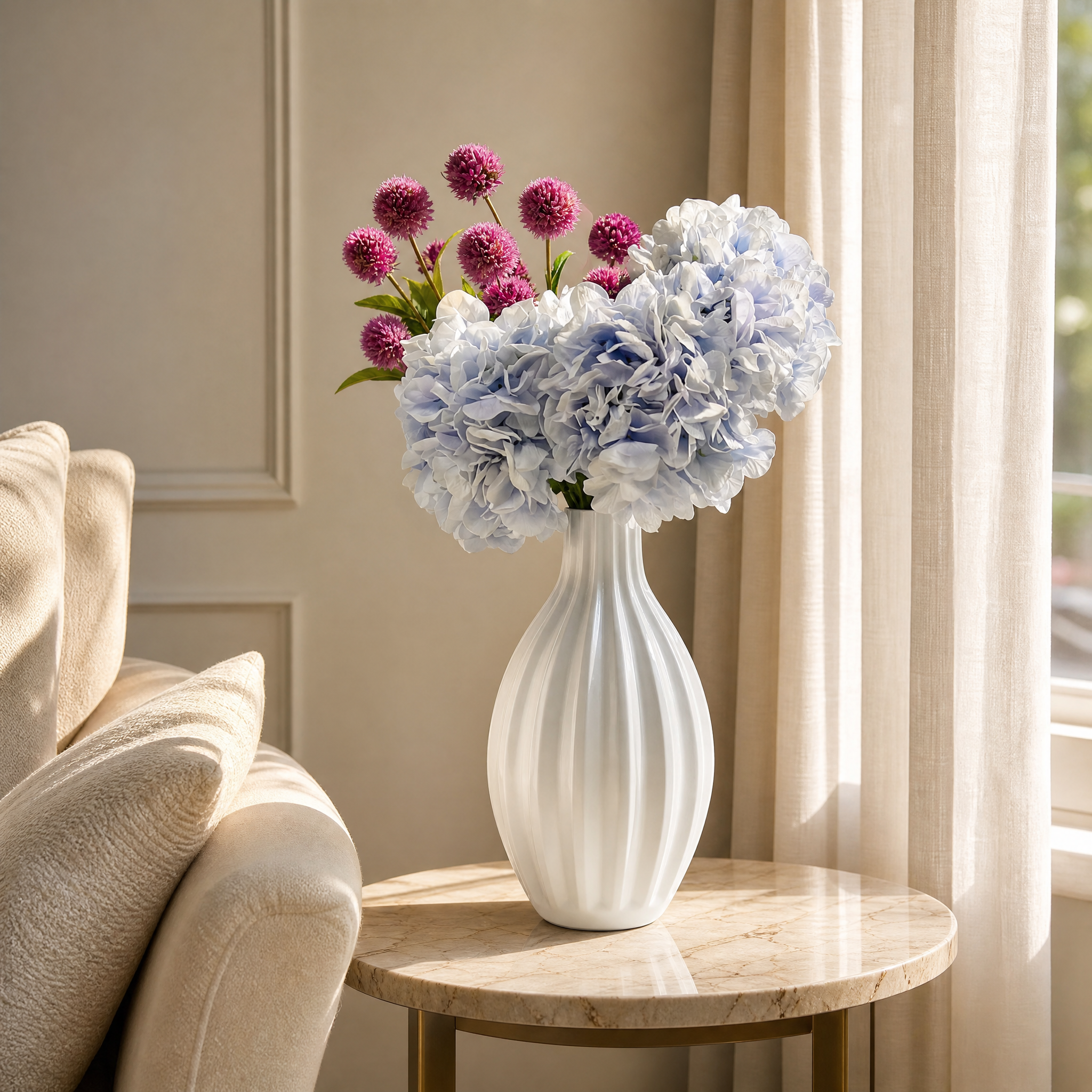 Bouquet d'Hortensias bleus 5 tiges