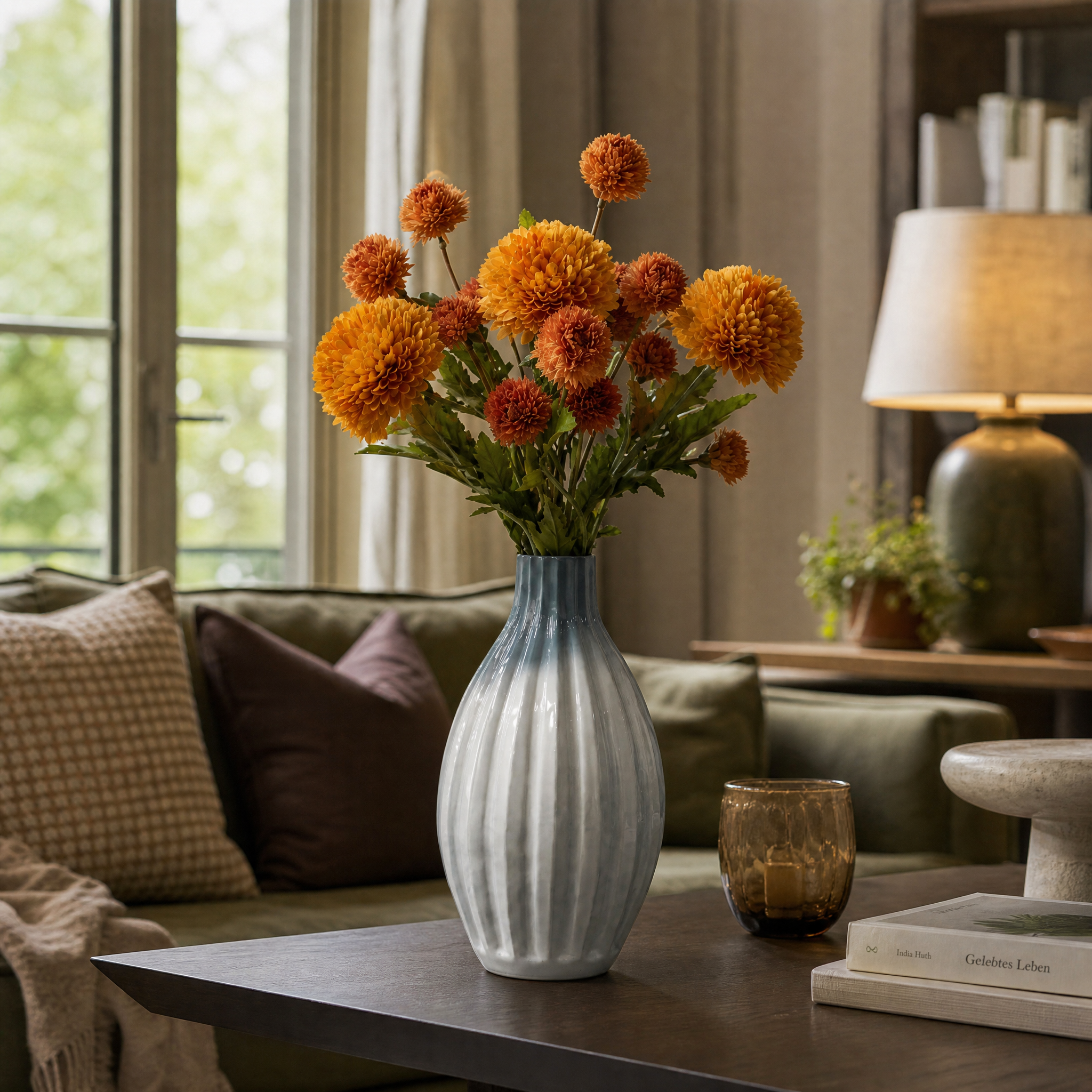 Bouquet de Dahlias orange 6 tiges