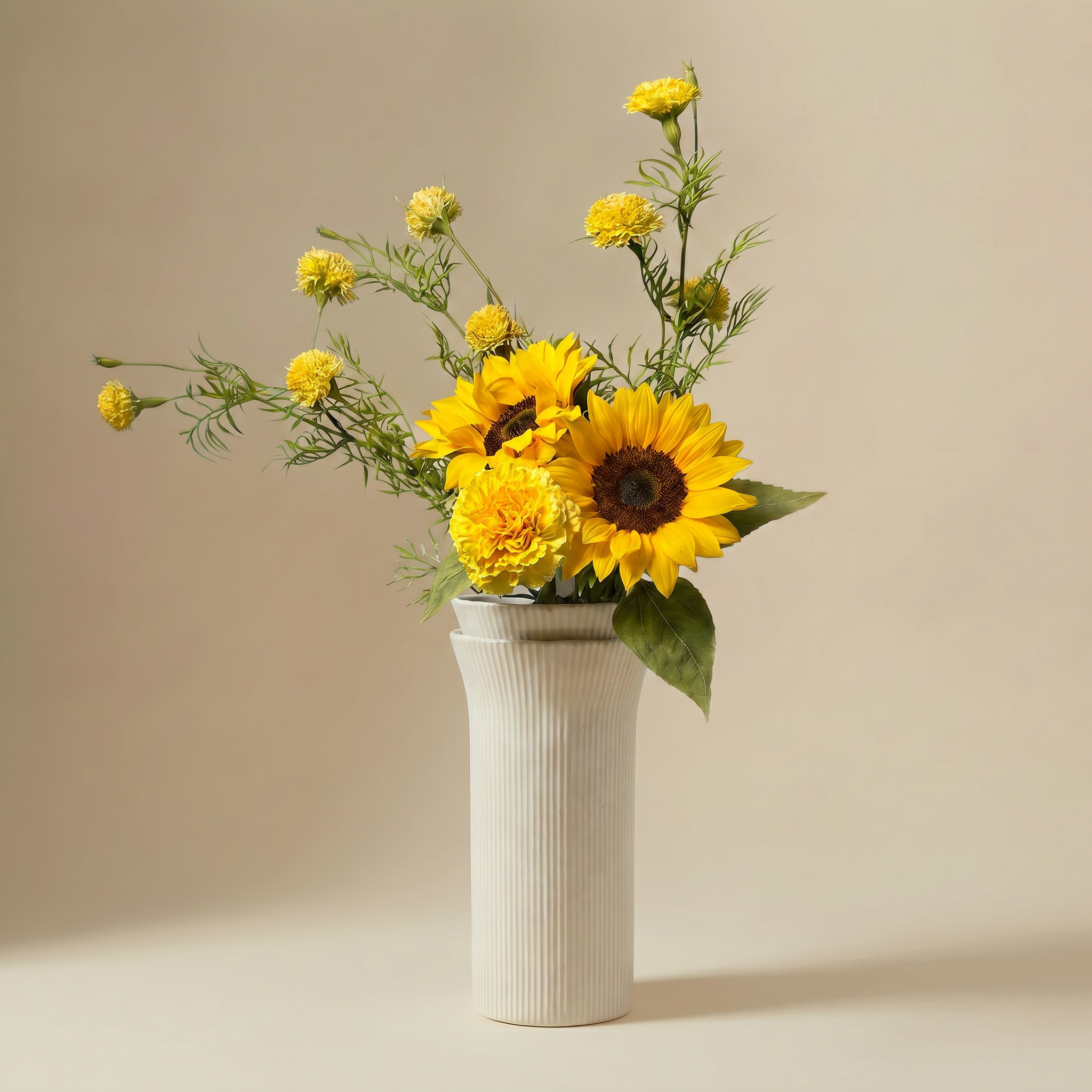 Bouquet Tournesols jaunes 6 tiges