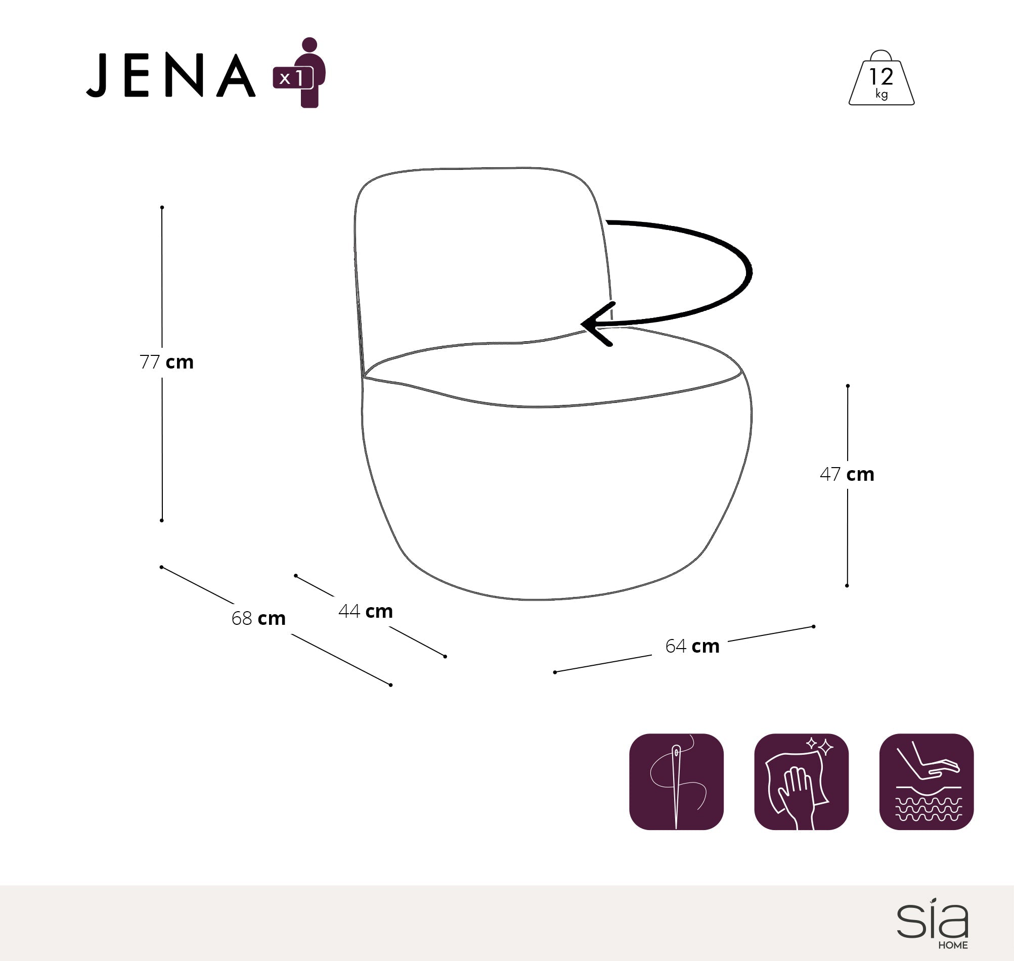 Fauteuil pivotant Jena