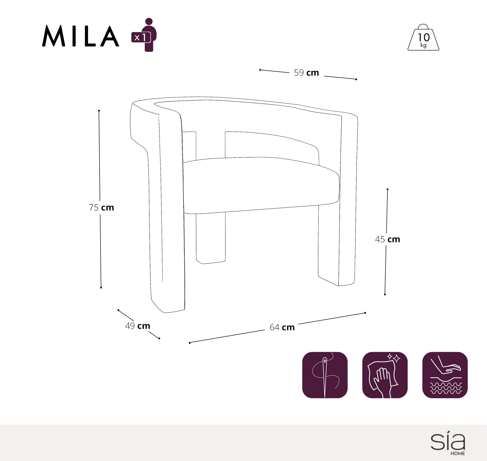 Fauteuil MILA velours