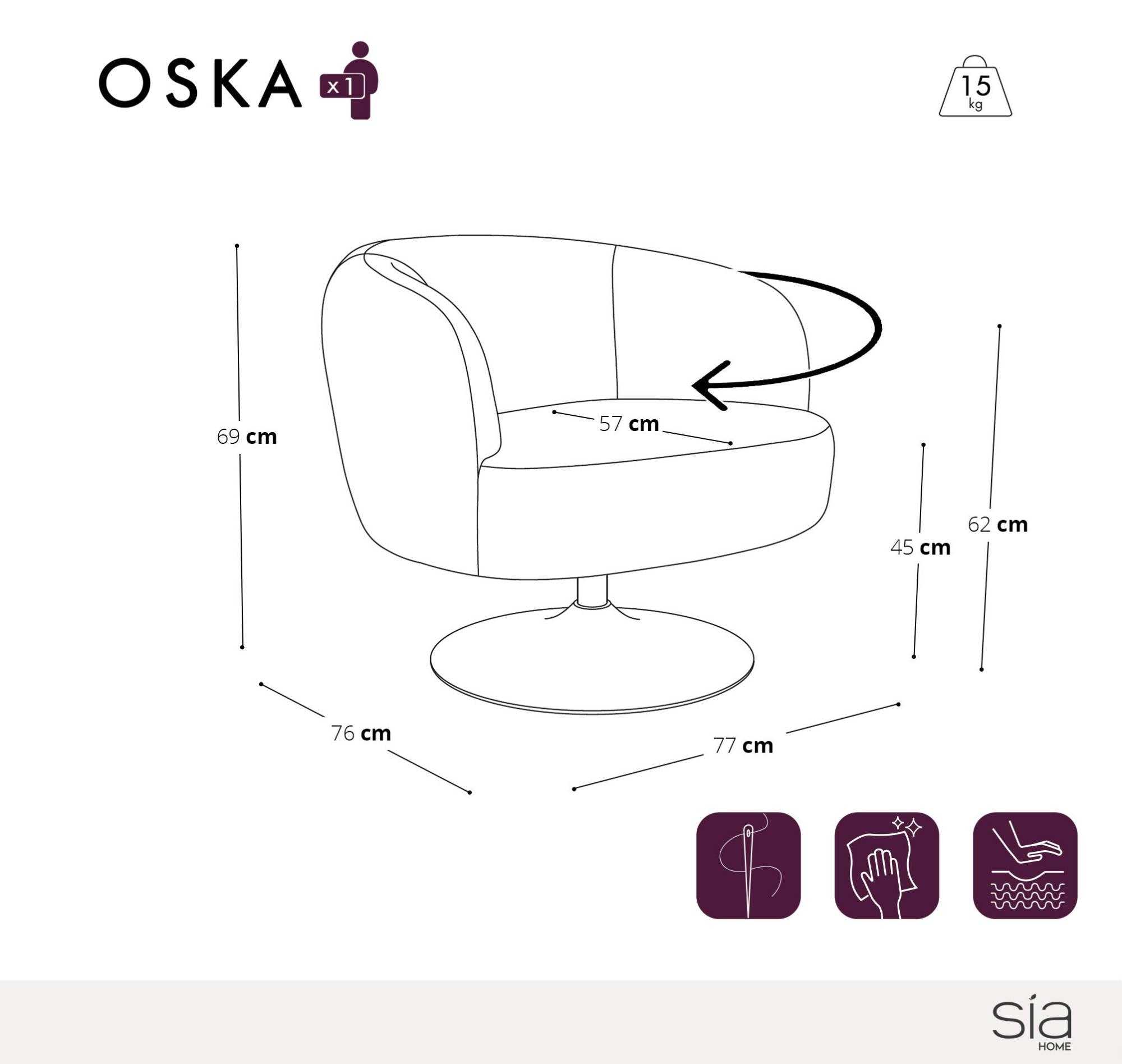 Fauteuil pivotant Oska