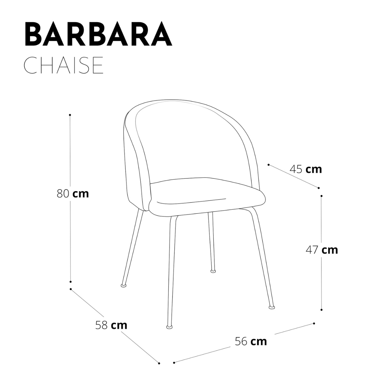 Set di 2 sedie BARBARA con gambe nere