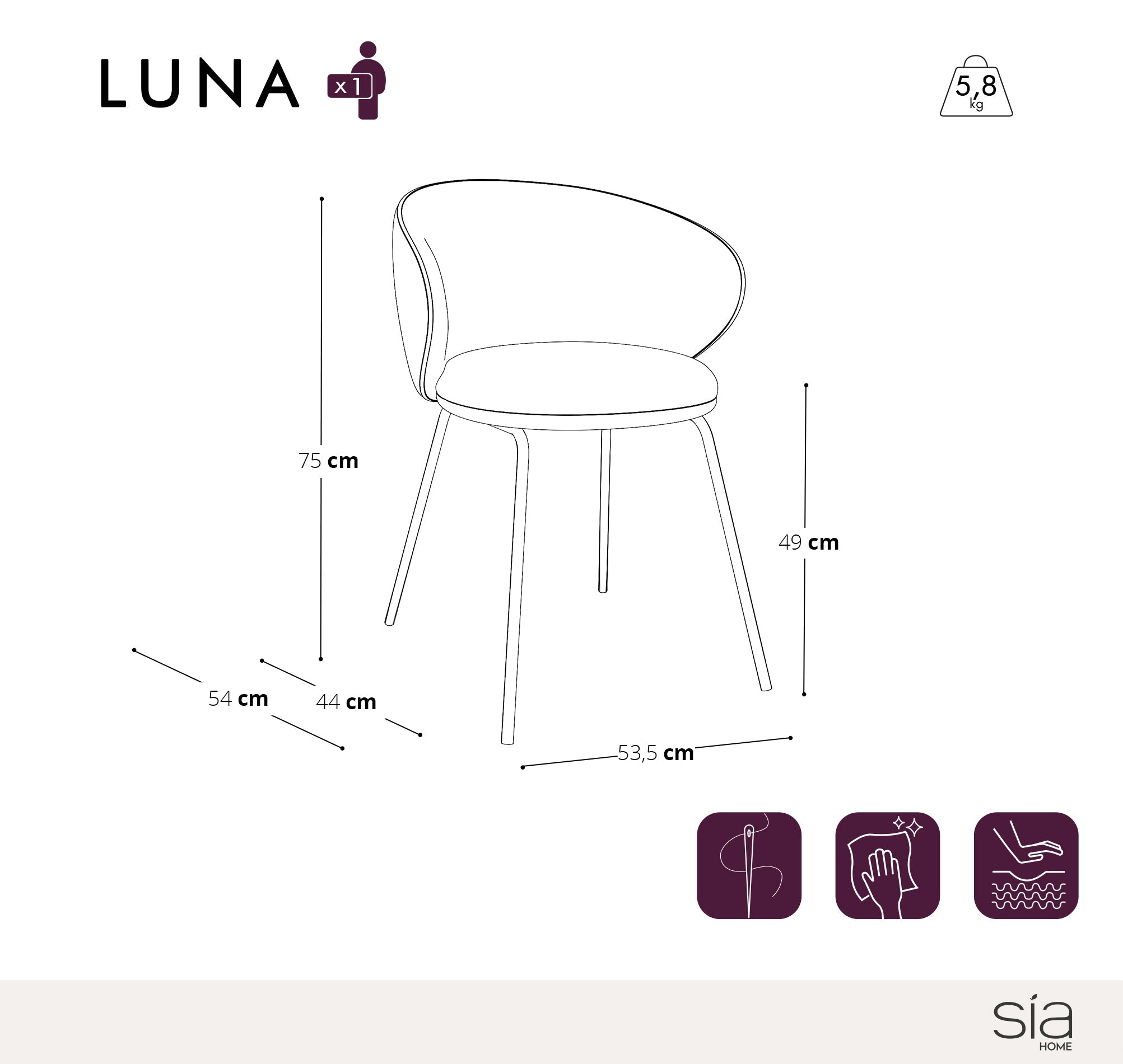 Set di 2 sedie Luna
