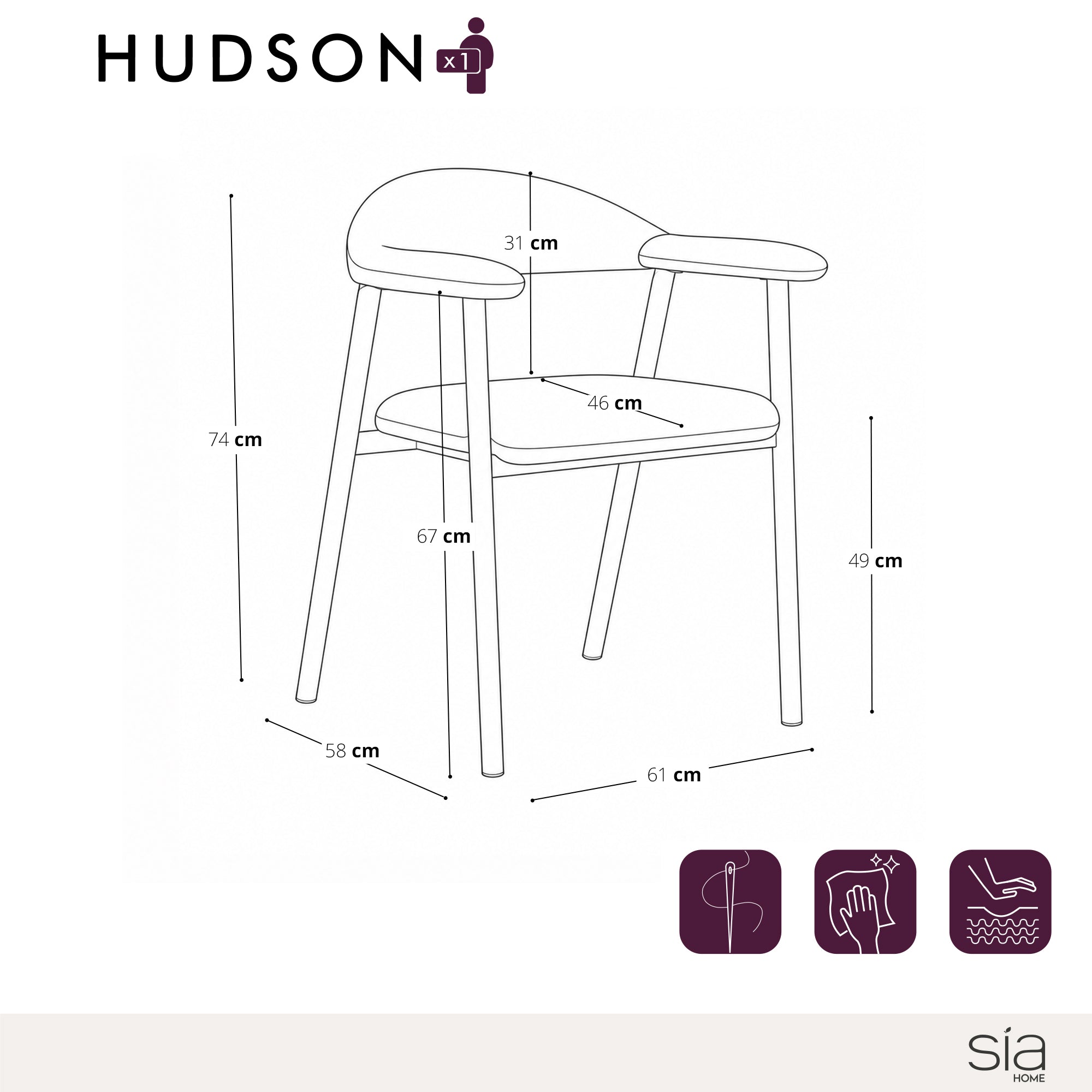 Lot de 2 chaises Hudson pieds chêne