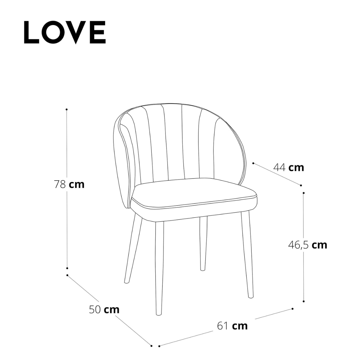 Set di 2 sedie LOVE in velluto con gambe abbinate