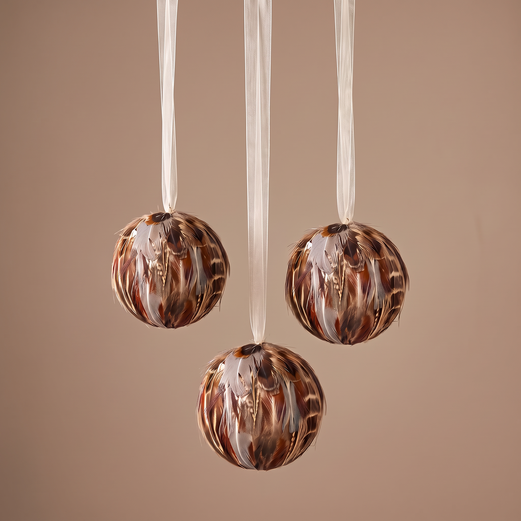 Boule de Noël Plumes marron