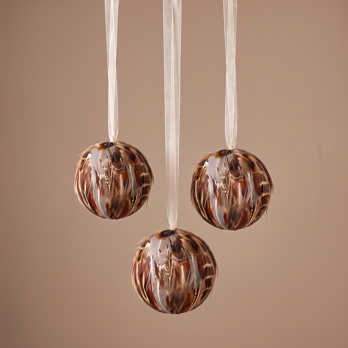 Boule de Noël Plumes marron