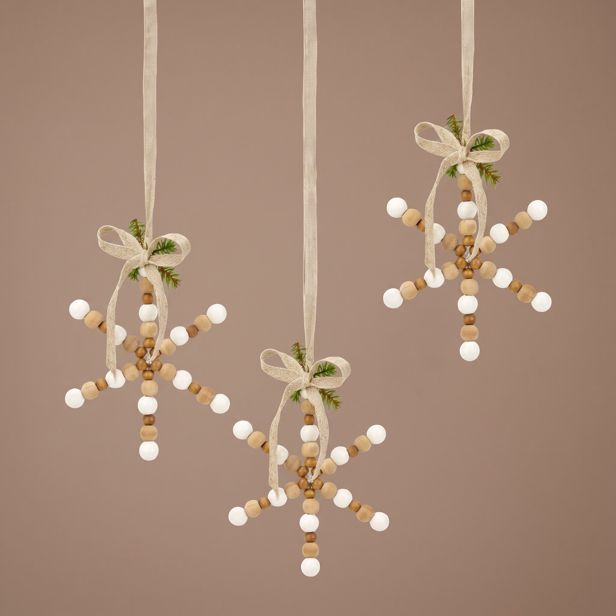 Suspension de Noël Flocon Natura 15 cm Beige
