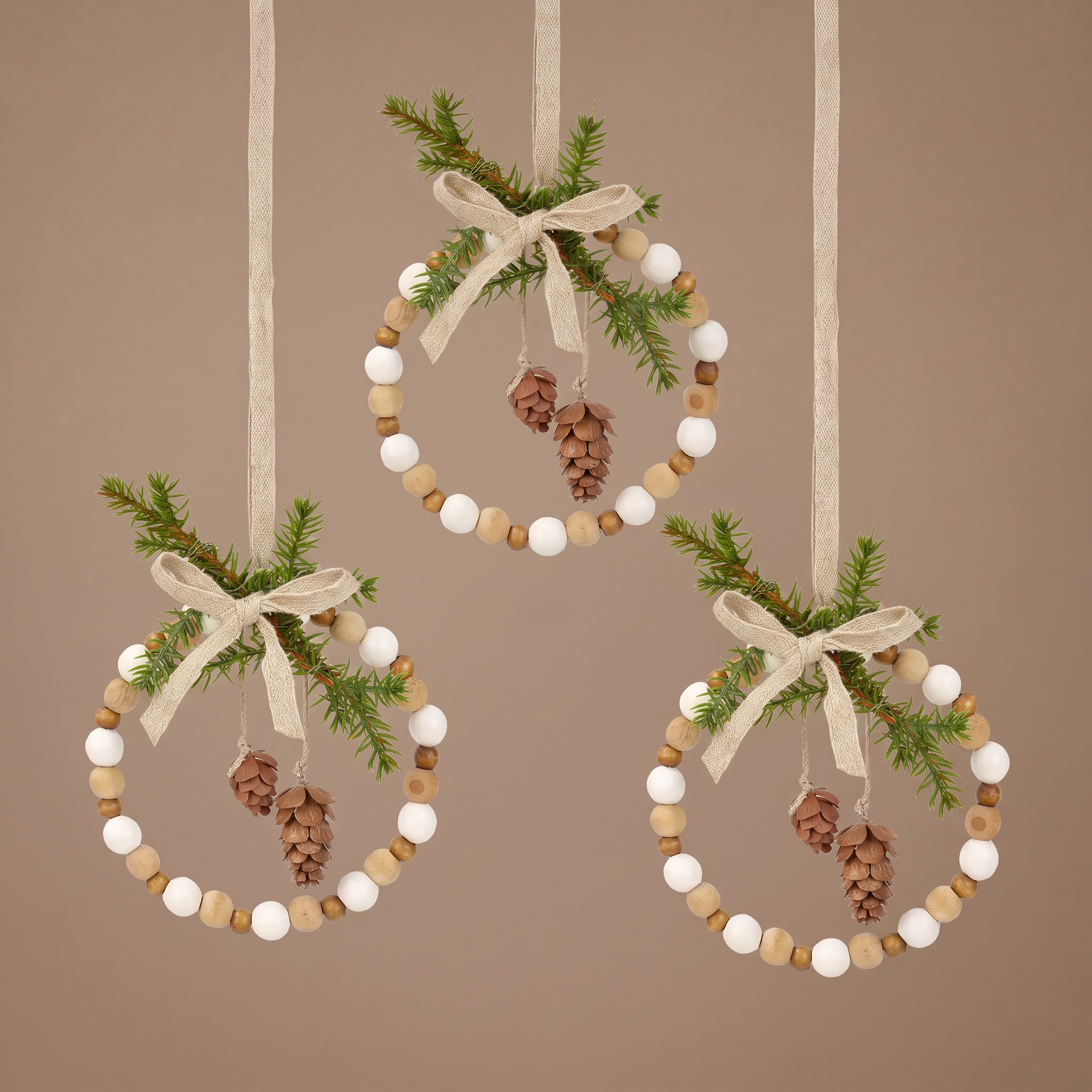 Suspension de Noël Cercle Natura 13 cm Beige