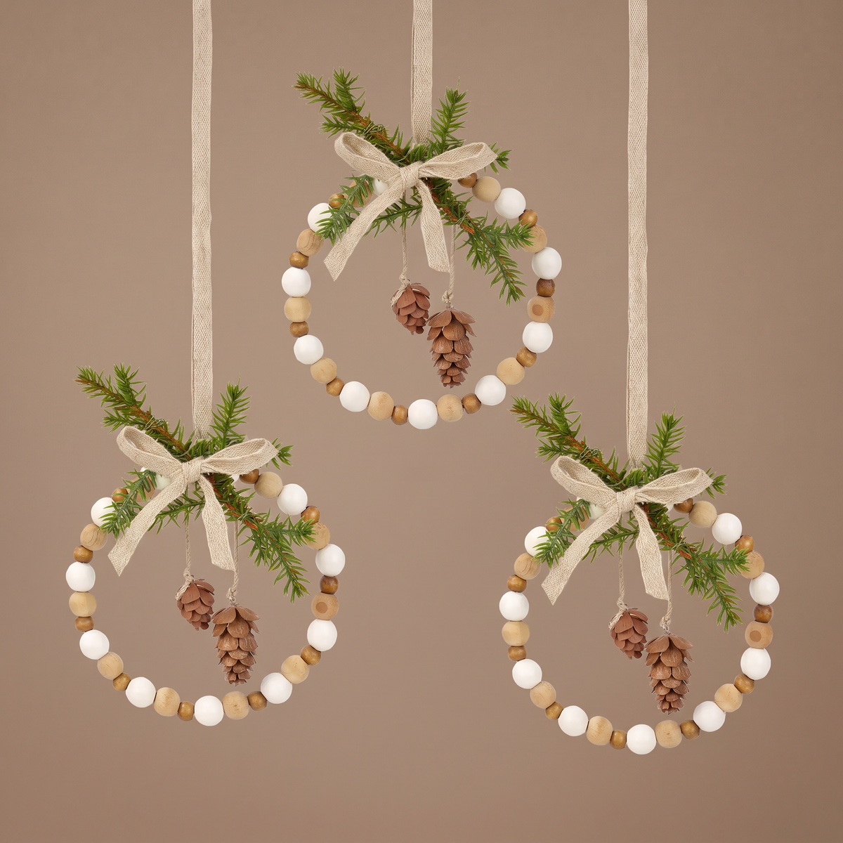 Suspension de Noël Cercle Natura 13 cm Beige