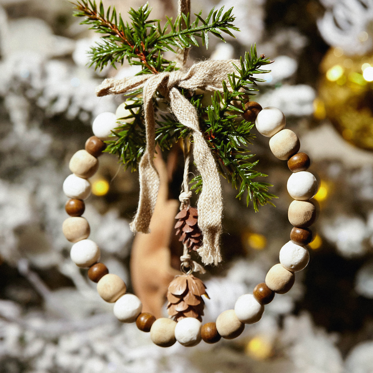 Suspension de Noël Natura Cercle en Bois 13 cm