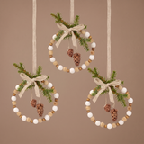 Suspension de Noël Natura Cercle en Bois 10 cm beige en bois, packshot fond beige