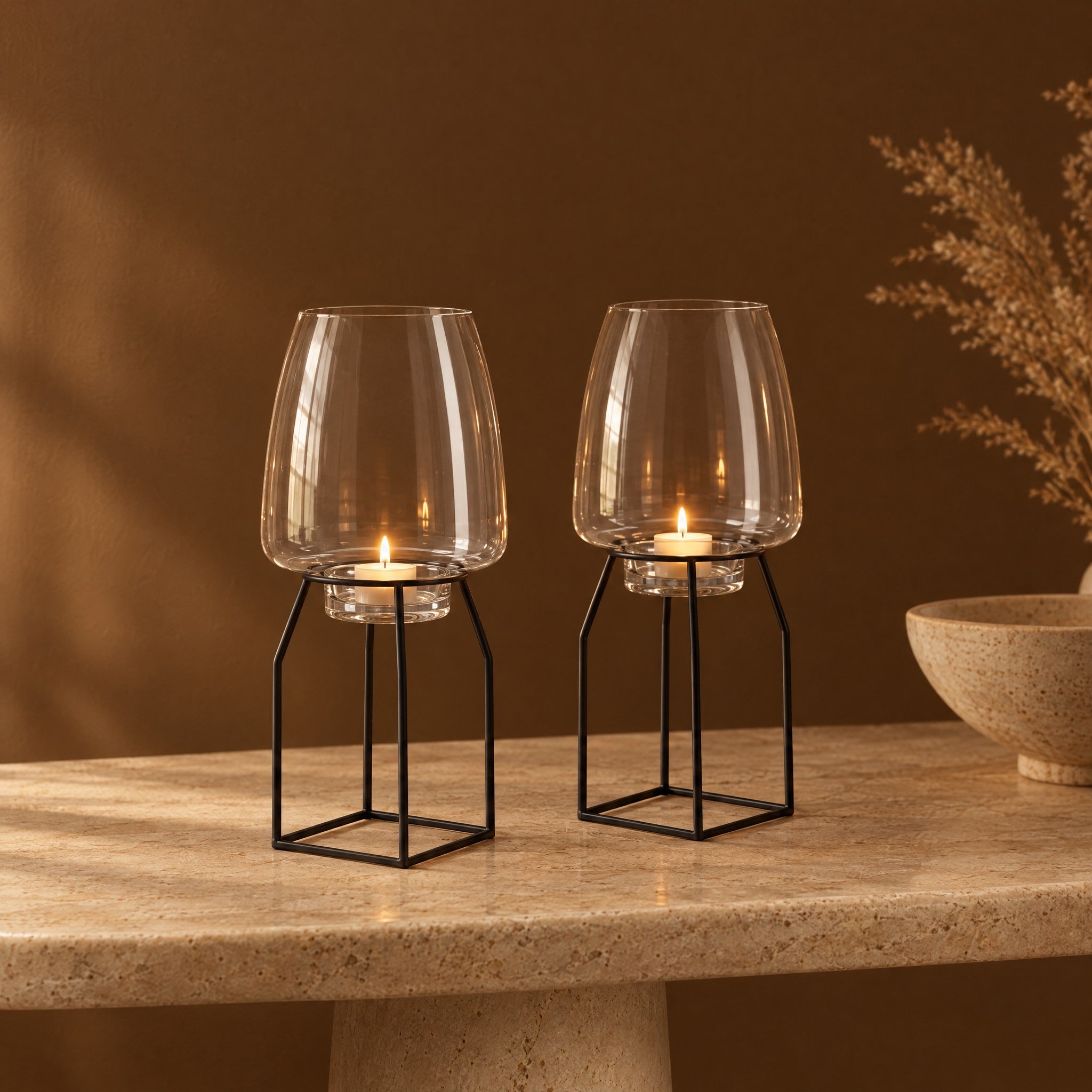 Photophore Soaz 40 cm, photo d'ambiance, Sia Deco