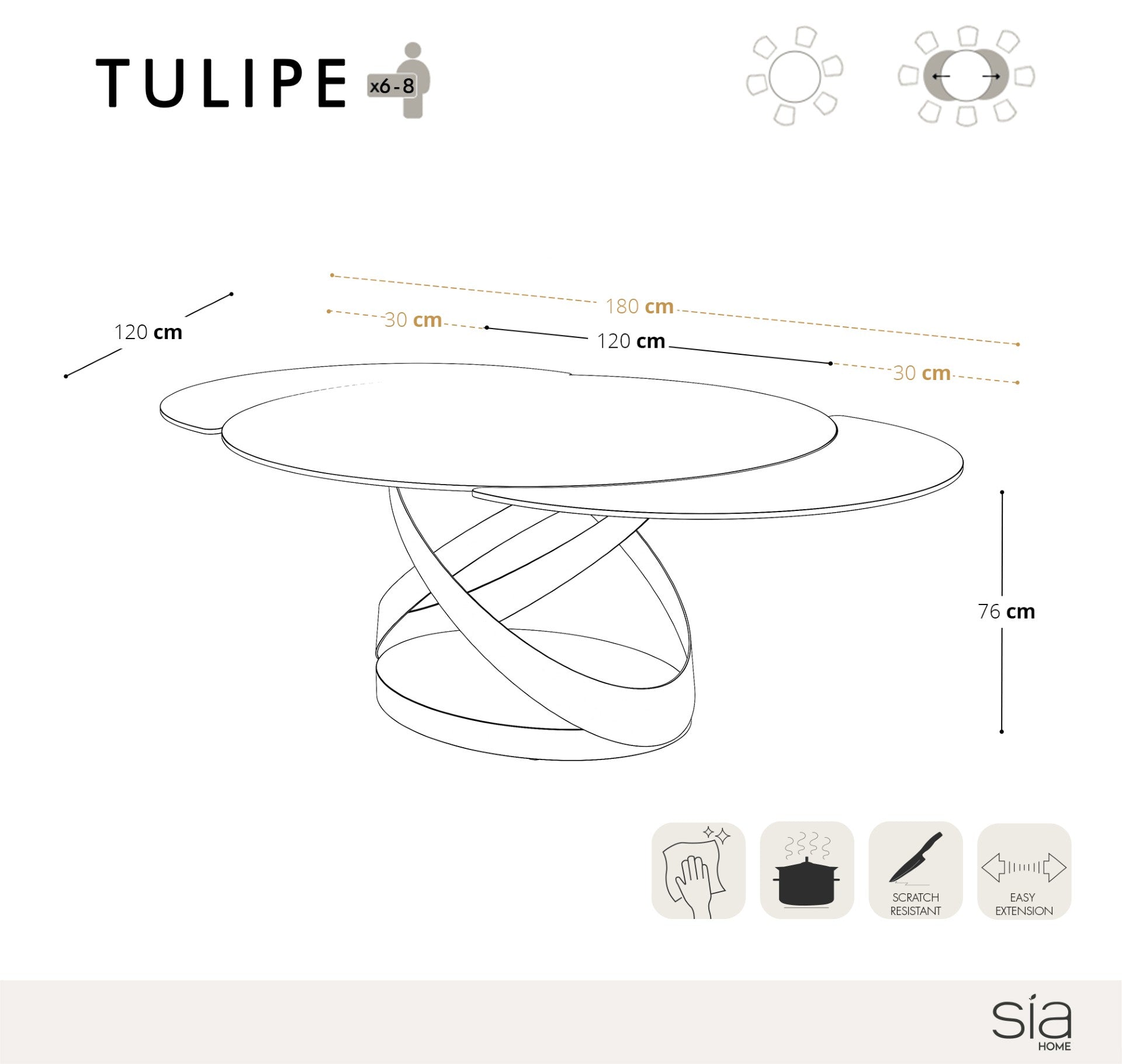 Table extensible Tulipe