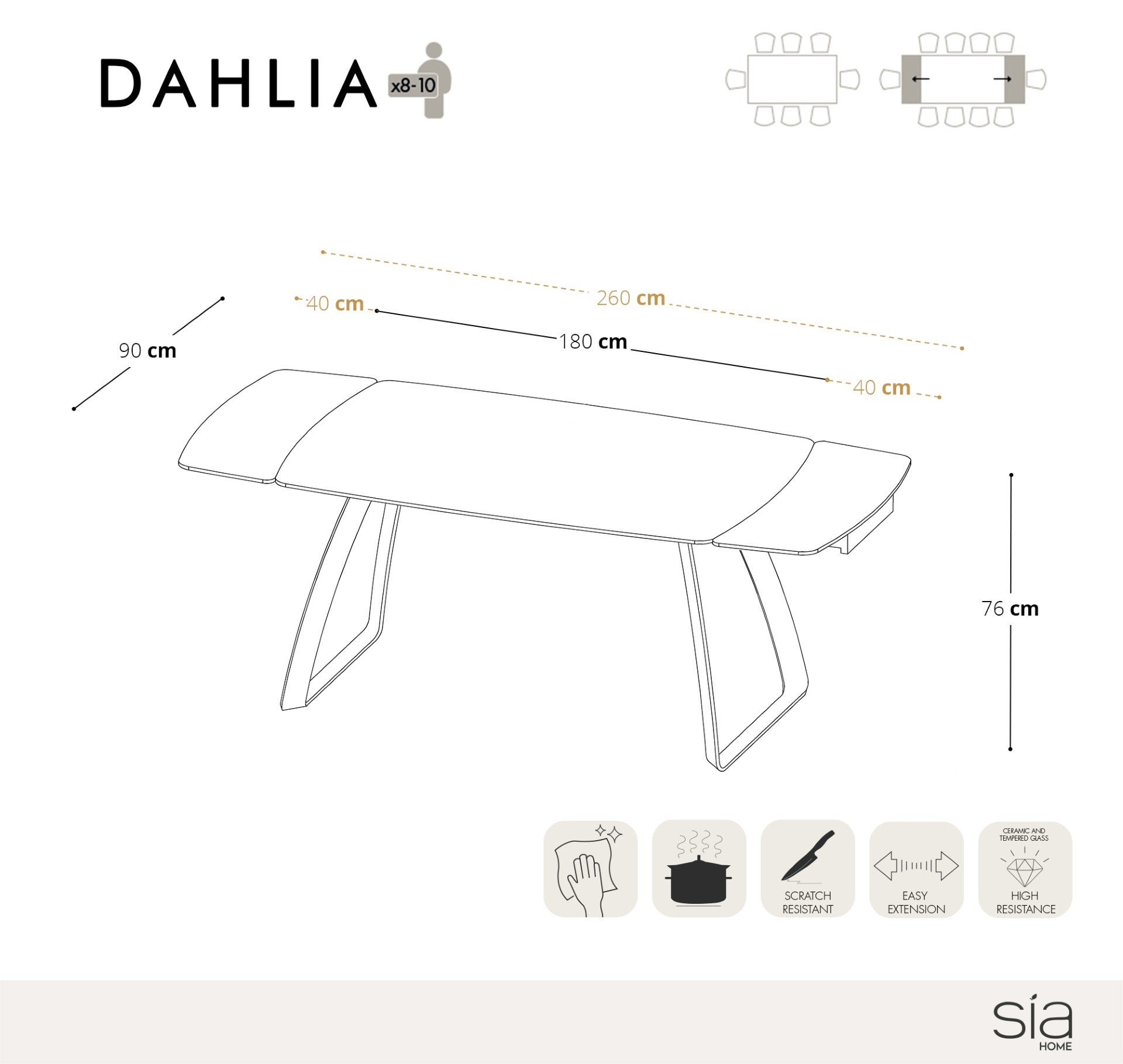Table à manger extensible Dahlia