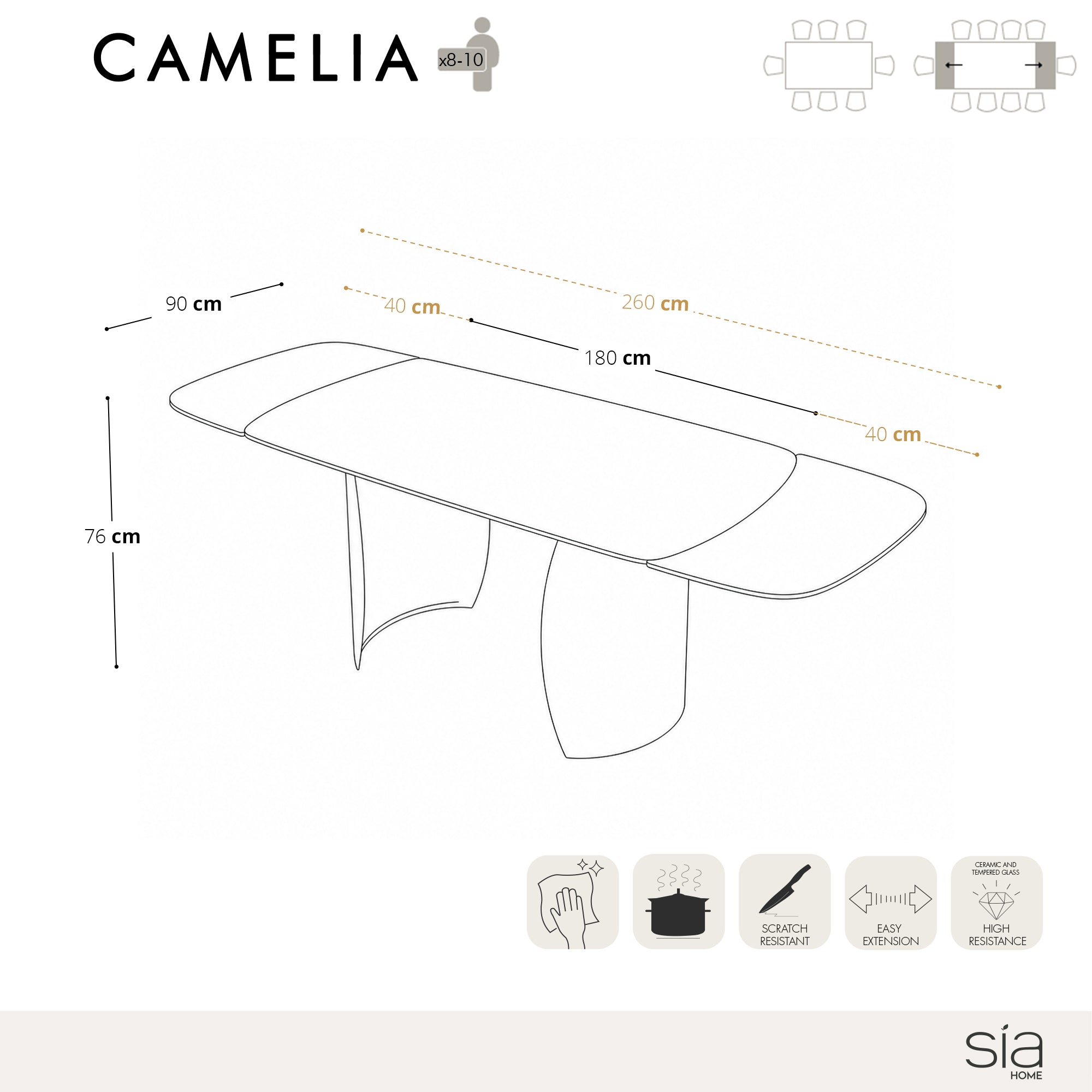 Table à manger extensible Camélia