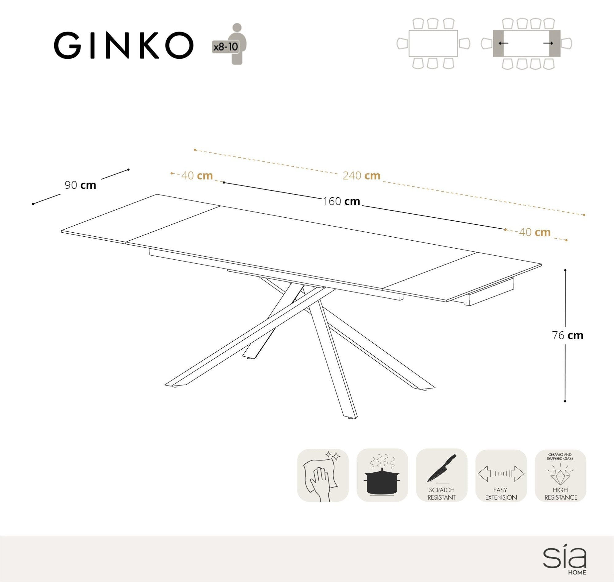 Table extensible Ginko