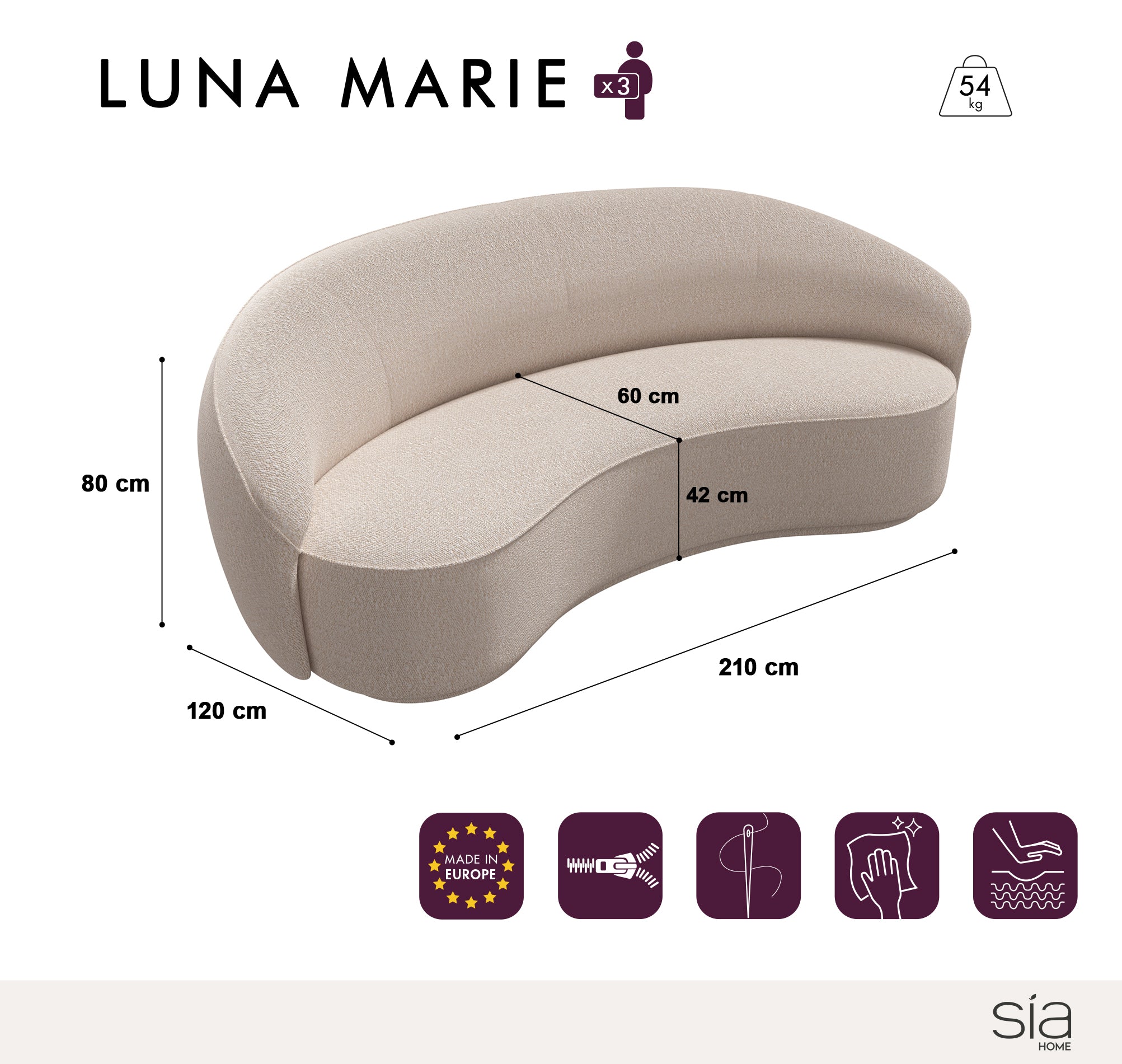 Canapé Haricot Luna Marie