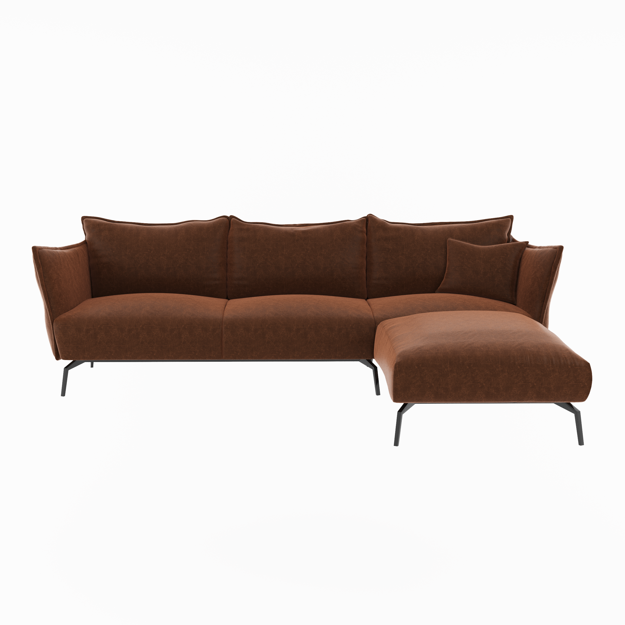 Canapé d'angle droit LENNY Tissu effet cuir vintage