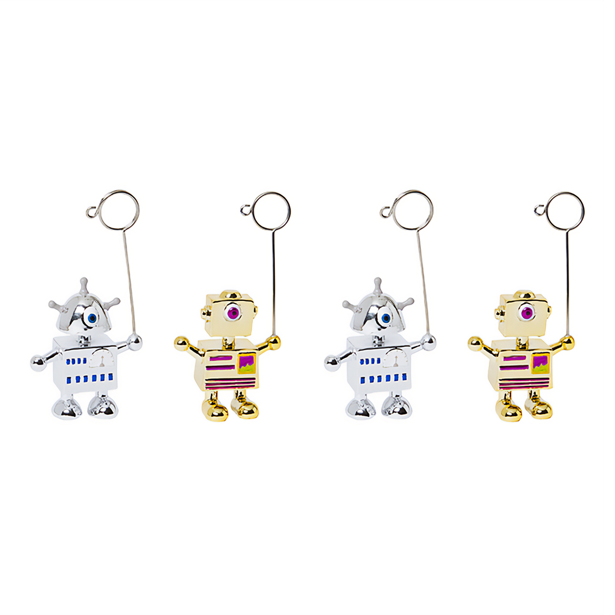 4 portacarte di Natale robot pop oro e argento