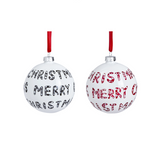 Boules de Noël Graphiques Merry Christmas blanc en verre