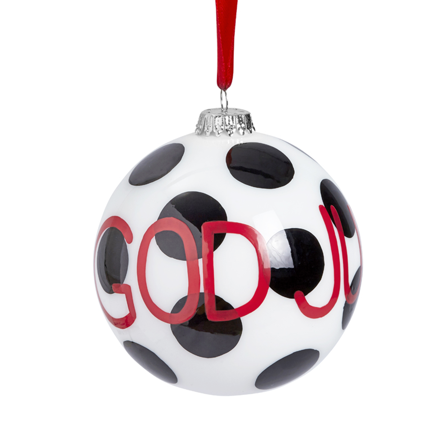 Boule de Noël Graphique God Jul rouge en verre