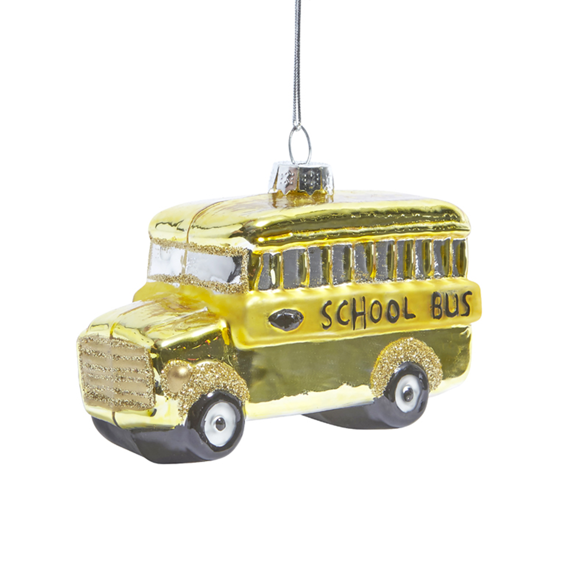 Suspension de Noël Pop School Bus jaune en verre soufflé