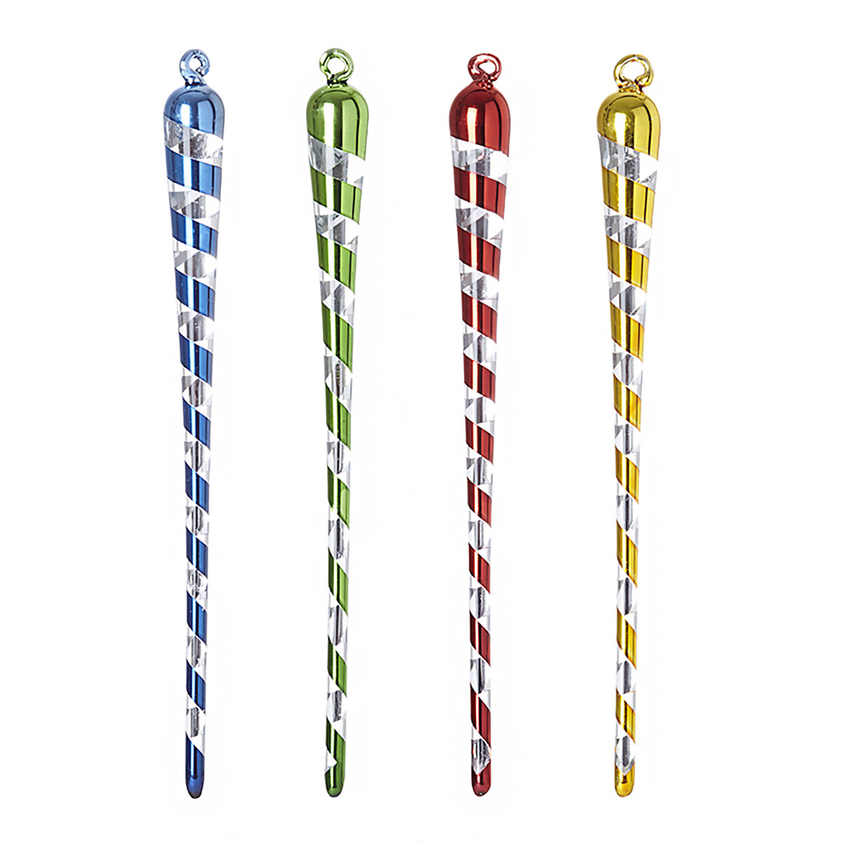4 suspensions de noël pop glaçons jaune bleu vert et rouge