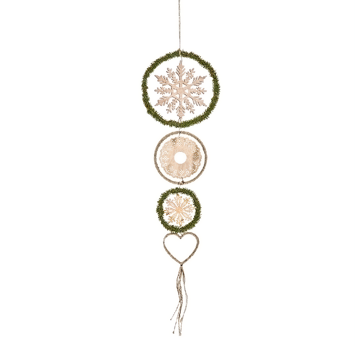 Suspension de Noël Natura allongée beige en bois