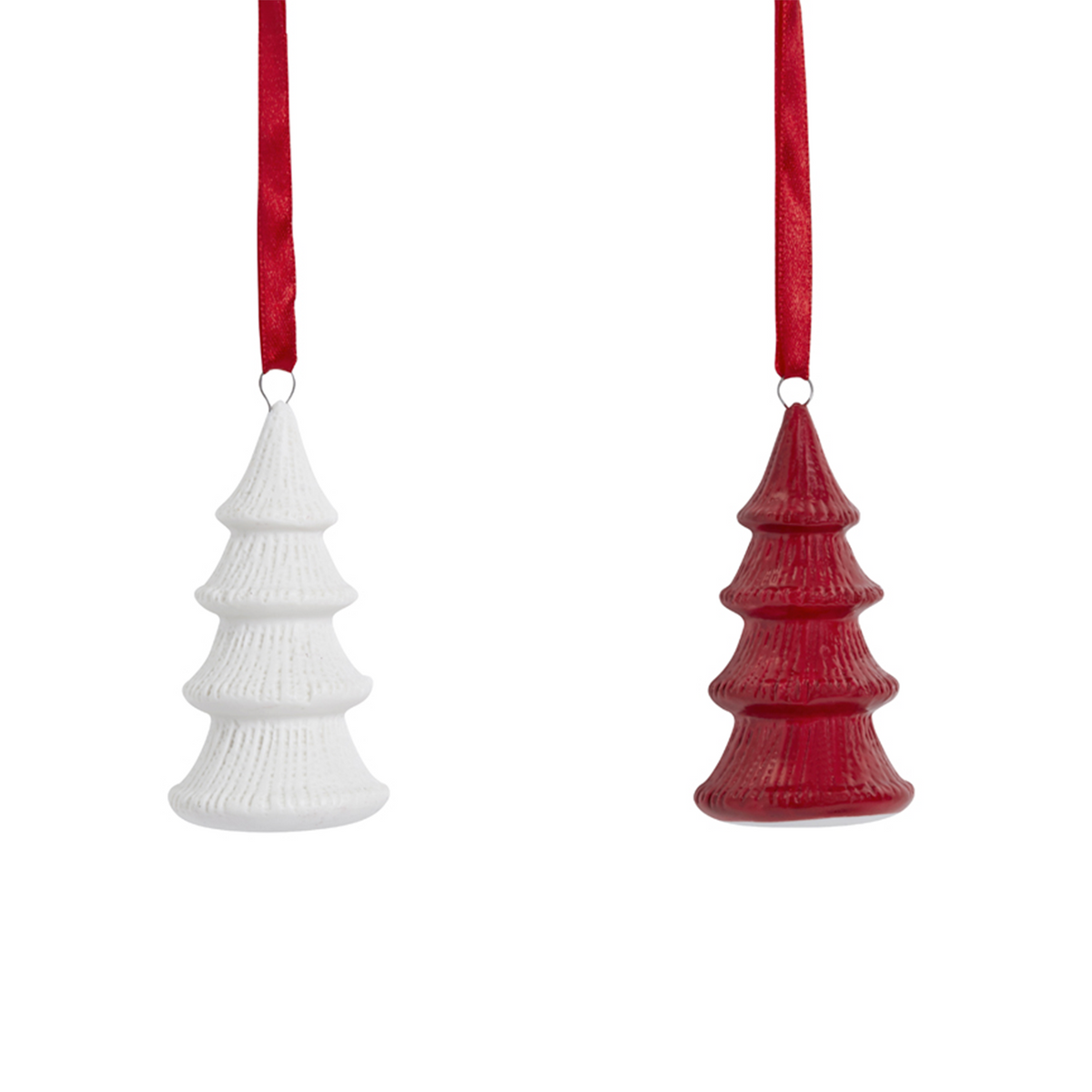 2 colgantes de árbol de Navidad rojo y blanco